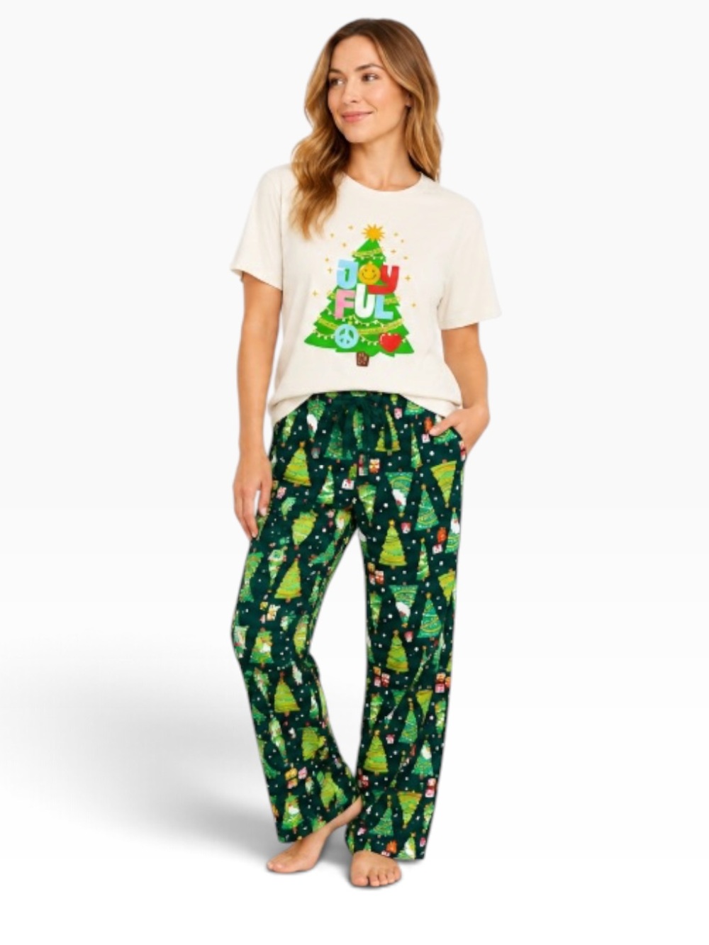EUC Old Navy Women's Christmas Pajama Set Small Holiday Tree Pajamas